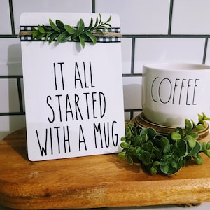 Rae Dunn inspired farmhouse sign, Farmhouse decor, Wood signs, Rae Dunn inspired funny wood sign, Farmhouse kitchen decor, Rae Dunn mugs