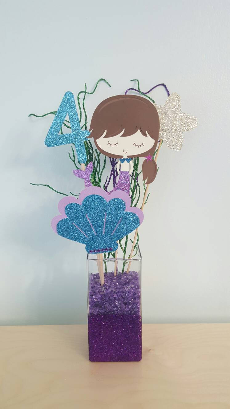 Gorgeous Mermaid Set of 4 Centerpiece picksMermaid Birthday party Mermaid CenterpiecesStarfishSea horse Birthday Party