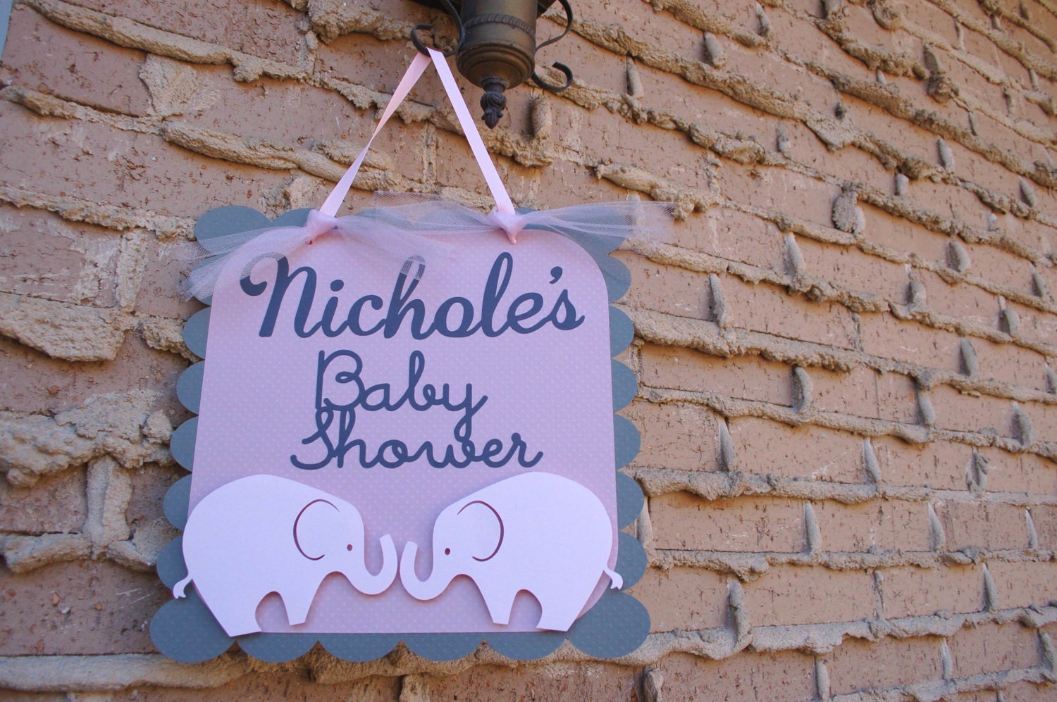 Elephant Baby Shower Door Sign Announcement Prop Girl Gray Etsy