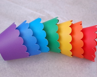 Rainbow Cupcake Wrappers Holders Primary Colors Unicorn Birthday Baby Shower Wedding Party Children Art Craft Decor Colorful Celebrate Art