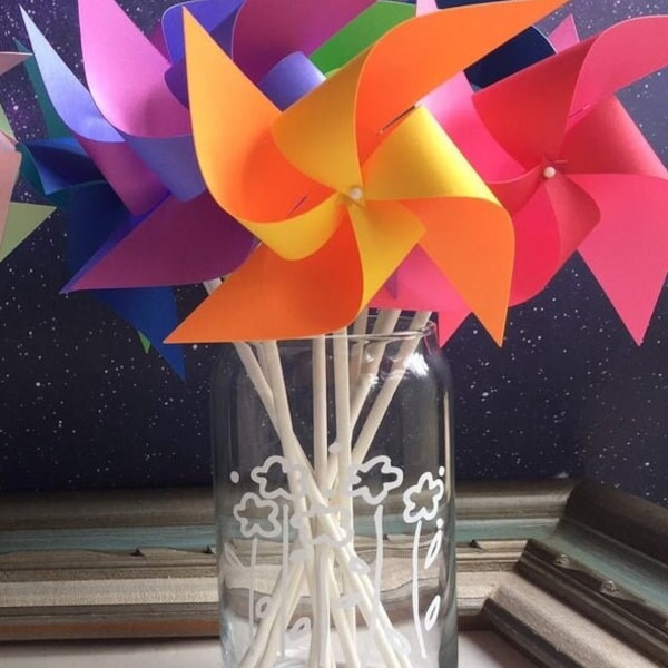 Rainbow Party Pinwheel Easter Table Decor Spinning Windmill Wedding Centerpiece Cake Smash Photo Prop Baby Shower Party Unicorn Party Favor