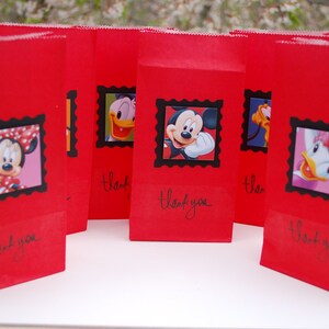Mickey Mouse Favor Bag Goodie Bag Minnie Mickey and Friends Birthday Thank You Gift Baby Shower Party Thank You Tag 1st Birthday Boy Girl