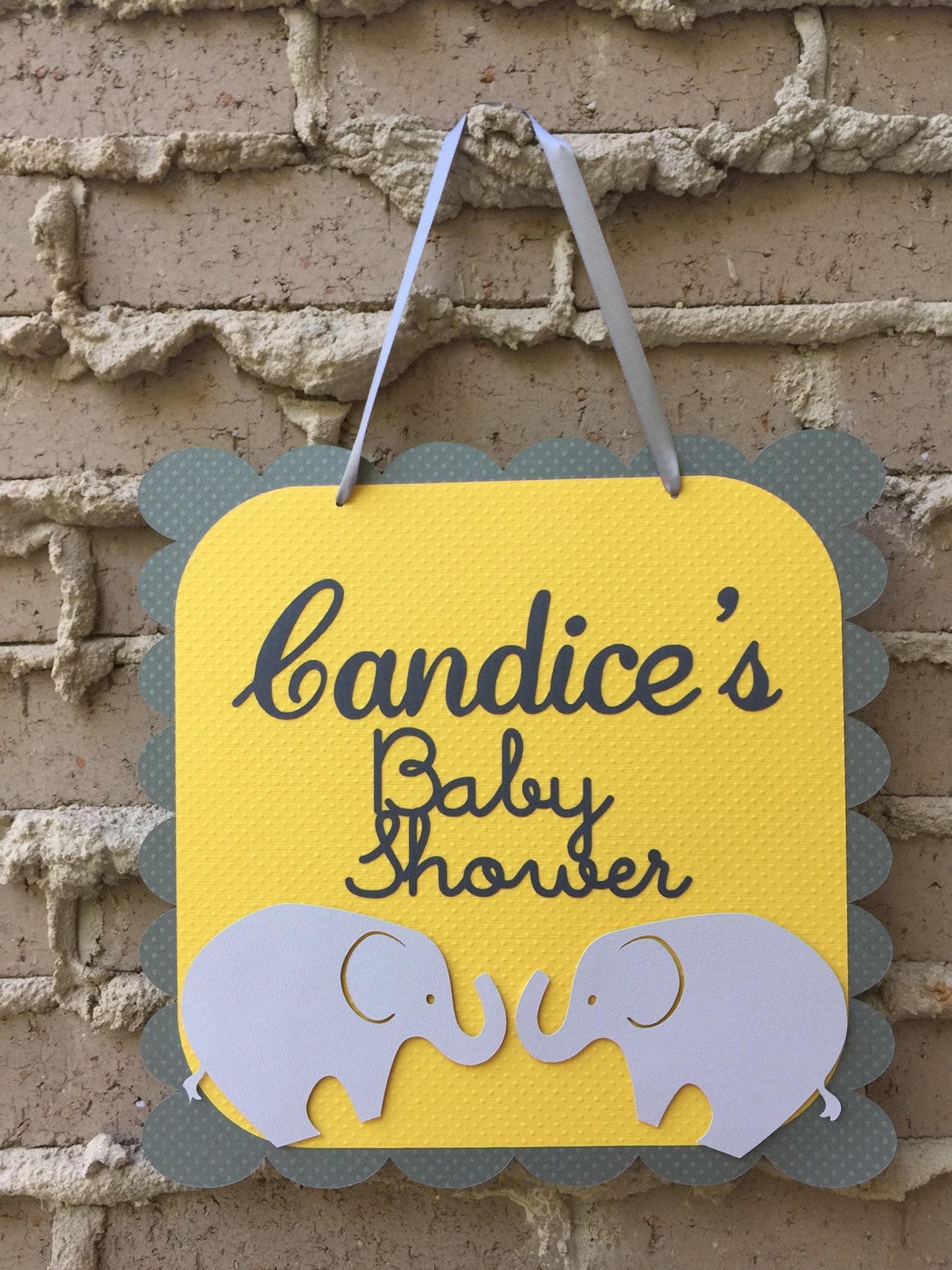 Elephant Baby Shower Door Sign Announcement Prop Girl Gray Etsy