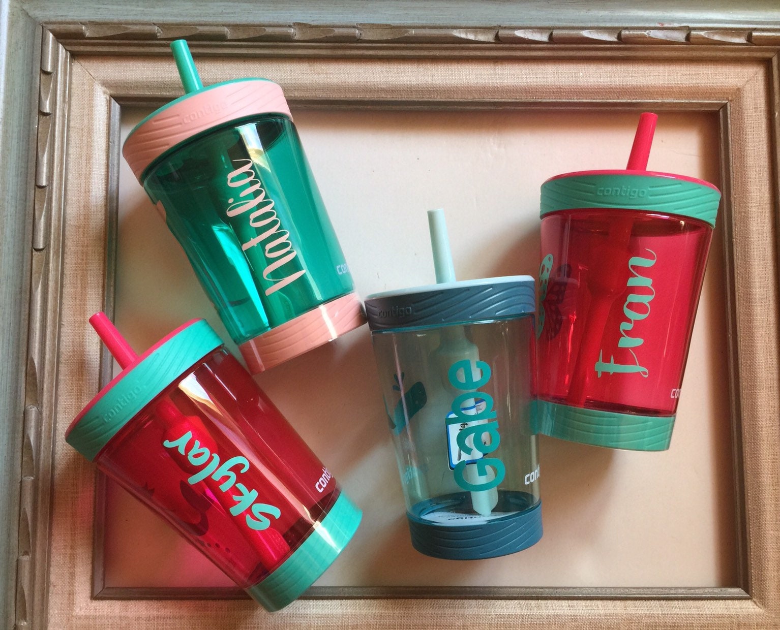 Kids Personalized Tumblers, Contigo Cup Bottle Straws, Kids Birthday Gift  Favors, Preschool Drinkware, Mermaid Robot Whale Butterfly Ballet 