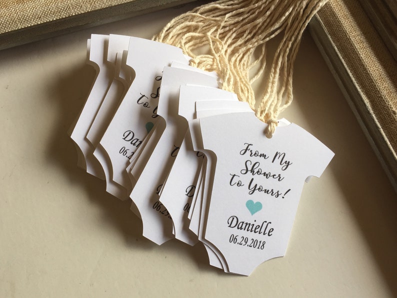 Personalized Baby Shower ONESIE Tags Die Cut Cutout Paper Etsy
