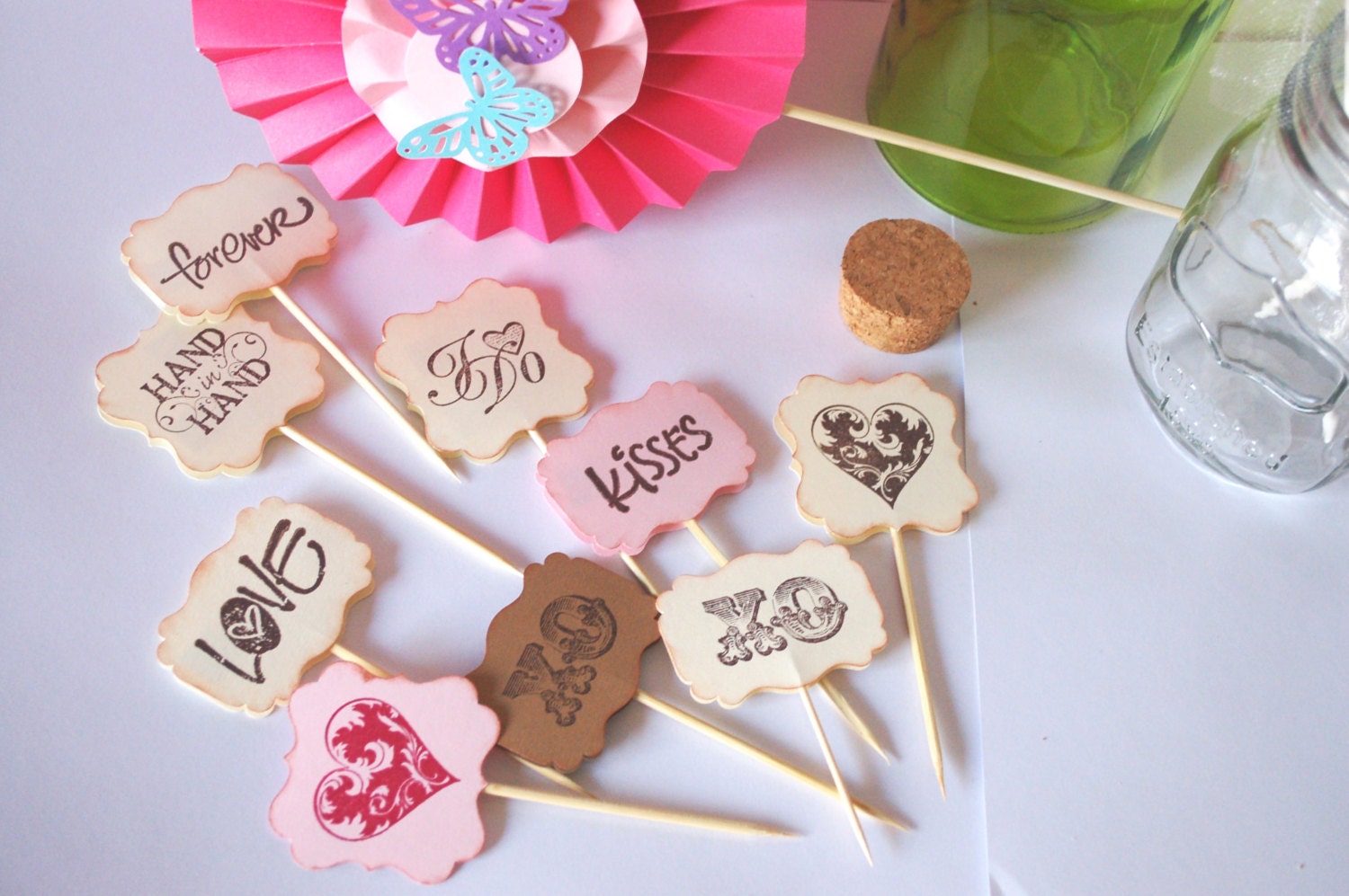 Rustic Wedding Cupcake Toppers Vintage Shabby Romantic I Do / Etsy