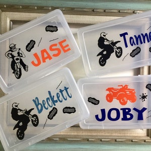 ATV Dirt Bike Pencil Box Back to School Personalized Boy Stationary Organizer Motocross Race Personalized Name Lego Box Birthday Party Favor