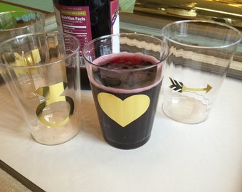 Wedding Party Cups Heart Ring BBQ Plastic Tumblers Beach Engagement Ring Bridal Shower Baby Shower Birthday Drinking Tableware Luxury Table