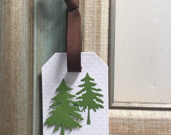 Etiquetas de regalo de Navidad con forma de pino / Etiquetas colgantes de papel hechas a mano / Etiquetas de etiquetas / Etiquetas de agradecimiento de saludo de invierno / Etiquetas de recuerdo para fiestas navideñas de oficina