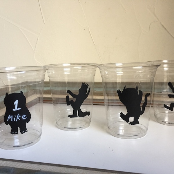 Where the Wild Things Are Party Chalkboard Vinyl Stickers Wild One Silhouette Name Label Tags Gift Bag DIY Party Supplies Drink Labels