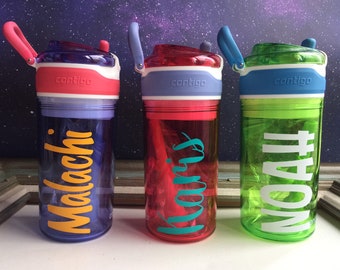 Kids Personalized Water Bottle Contigo Sports Name Bottle | 2 in 1 Snack and Water Bottle Birthday Gift Boy Girl Preschool Summer Camp Lunch