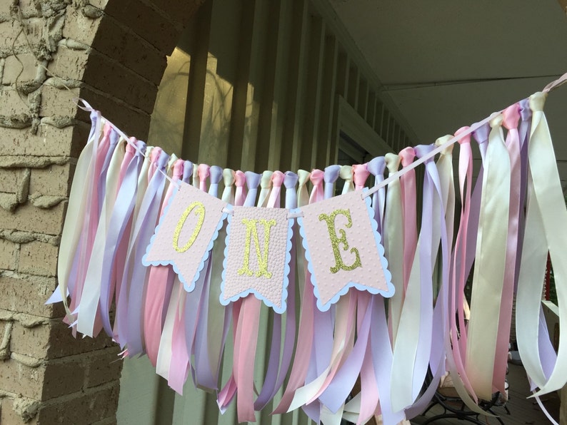 Ribbon Garland HIGH CHAIR ONE Birthday Party Ribbon Banner Etsy