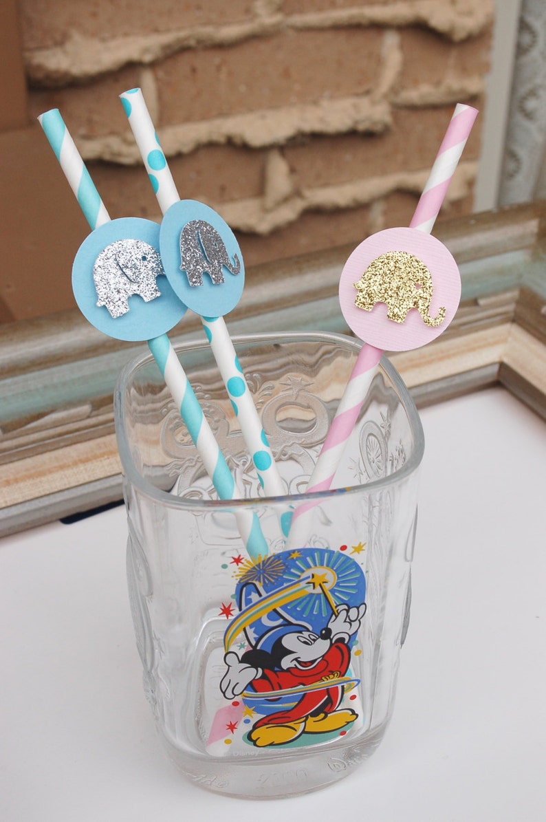 Elephant Baby Shower Elephant Straws birthday party Drink Etsy