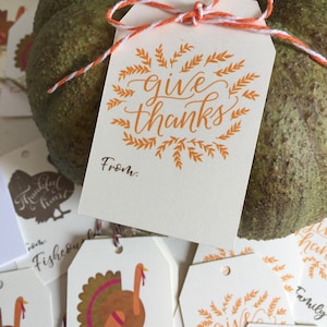 Thanksgiving Gift Tags | Give Thanks Turkey Pumpkin Fall Thank You Tags | Actual Paper Favor Tags | Party Customer appreciation | Stationary