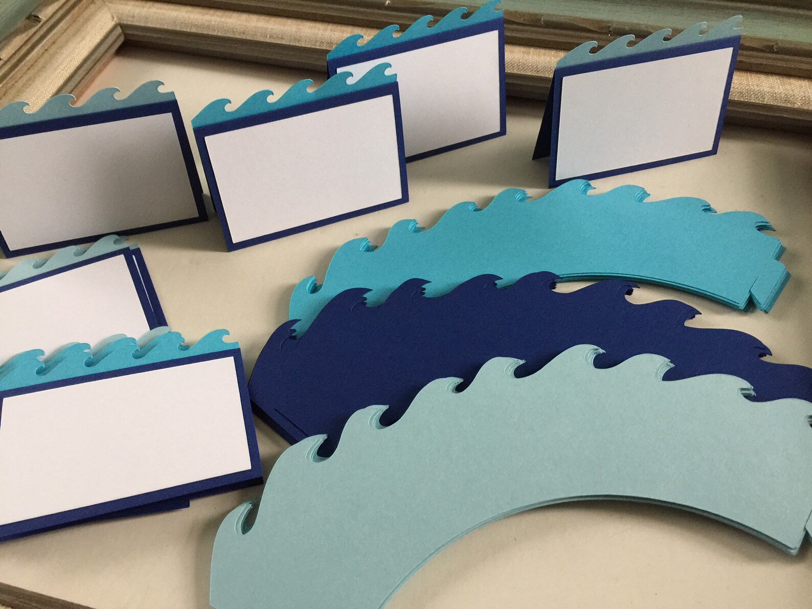 Ocean WAVE Cupcake Wrappers Holders Nautical Toppers Paper Etsy