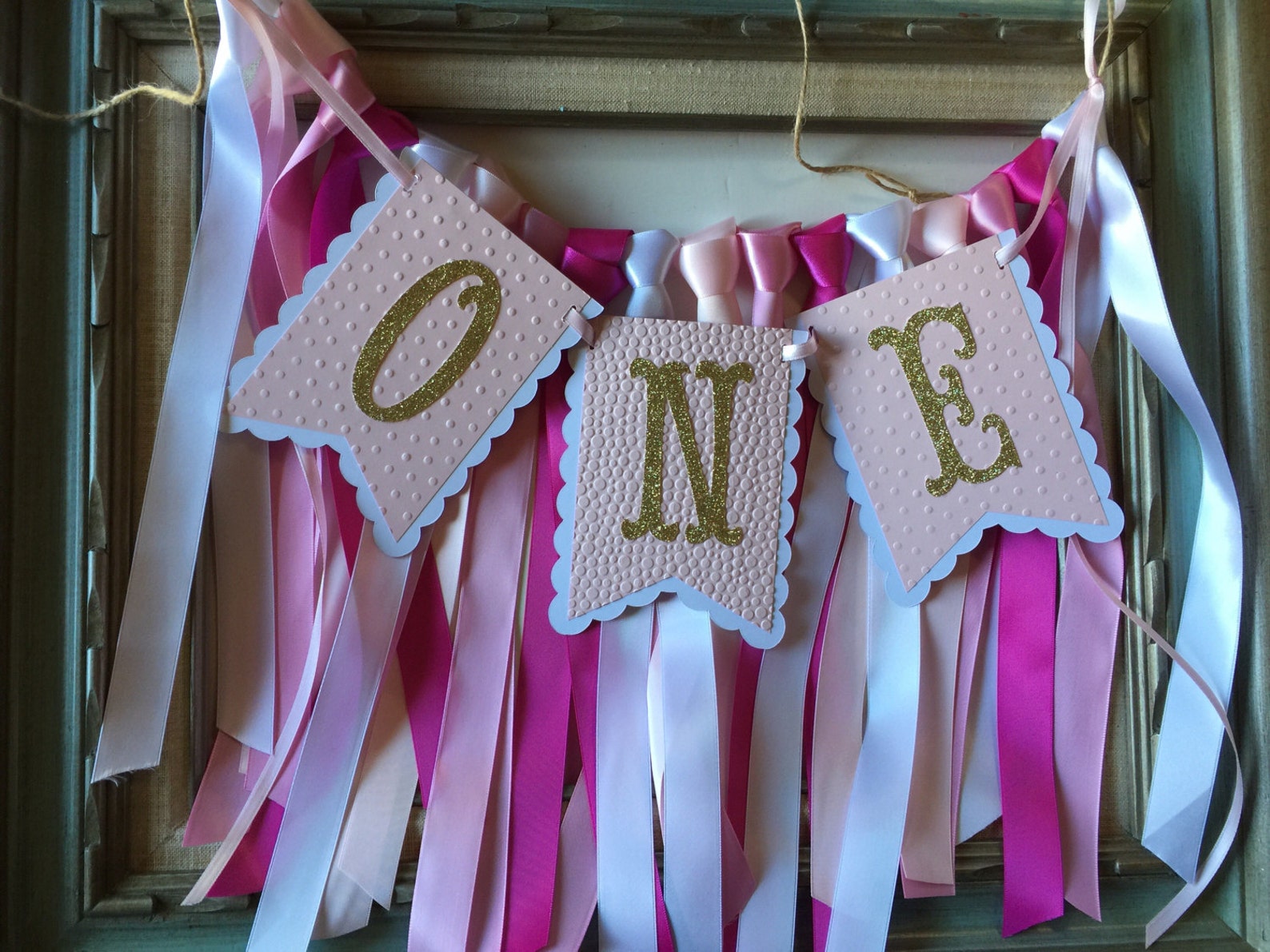 Ribbon Garland HIGH CHAIR ONE Birthday Party Ribbon Banner Etsy