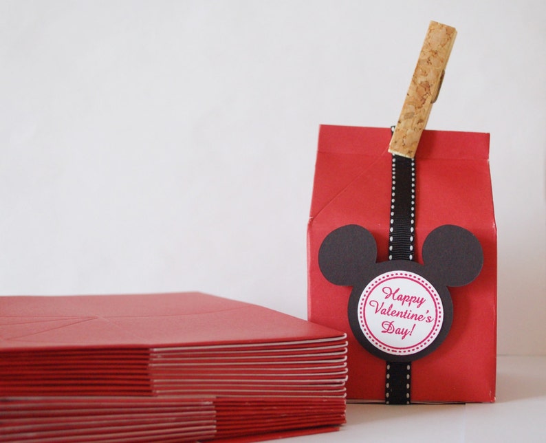 Mickey Mouse Birthday Valentine/'s Day Party Favor Bag Goodie Bag Tag DIY Cello Bags Grosgrain Ribbons Disney Mickey Mouse Ears 12