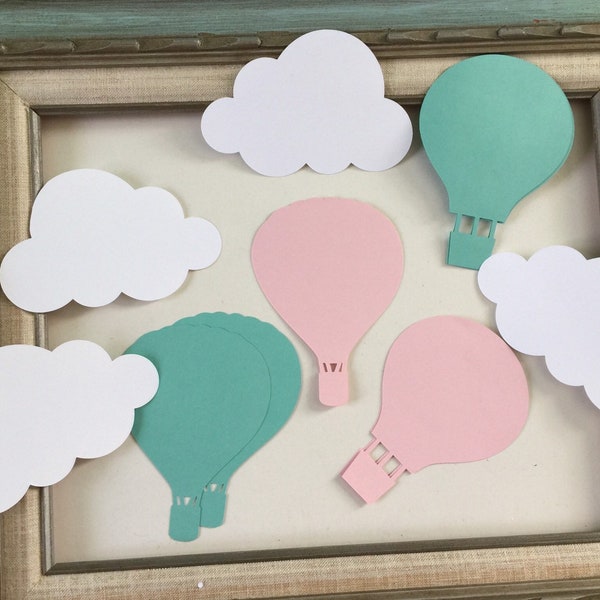 Hot Air Balloon Cloud Baby Shower Parent Advice Cards Paper Cutouts Die Cut Favor Gift Tags Wish Cards DIY Banner Garland Decor Up Up & Away