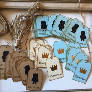 Where the Wild Things Are Party Chalkboard Vinyl Stickers Wild One Silhouette Name Label Tags Gift Bag DIY Party Supplies Drink Labels image 9