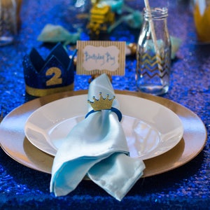 Royal Crown Party Prince Princess napkin Rings Spring Dining Decor Minimalist Simple Chic Design Fairytale Placecard Name Napkin Wrap
