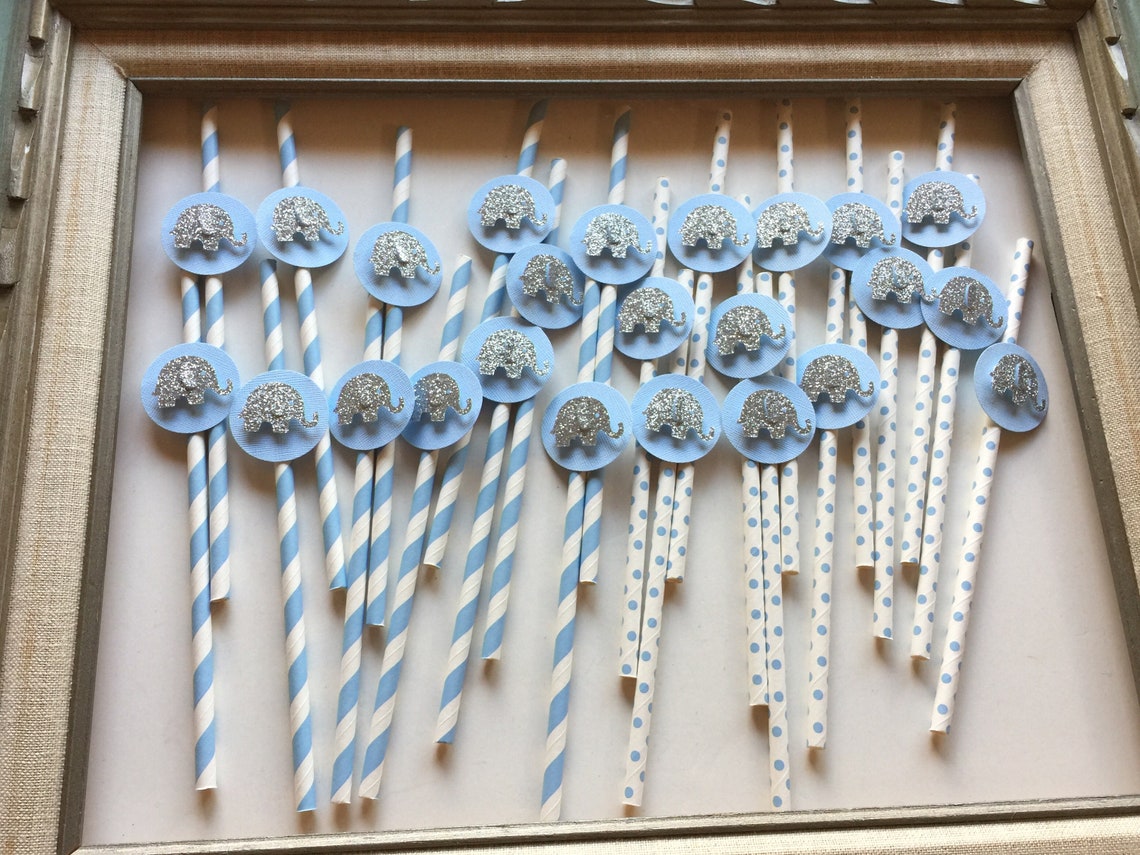 Elephant Baby Shower Elephant Straws Birthday Party Drink Etsy