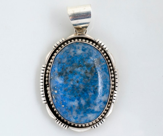 Native American Pendant - Vintage Native American Sterling Silver Lapis Pendant