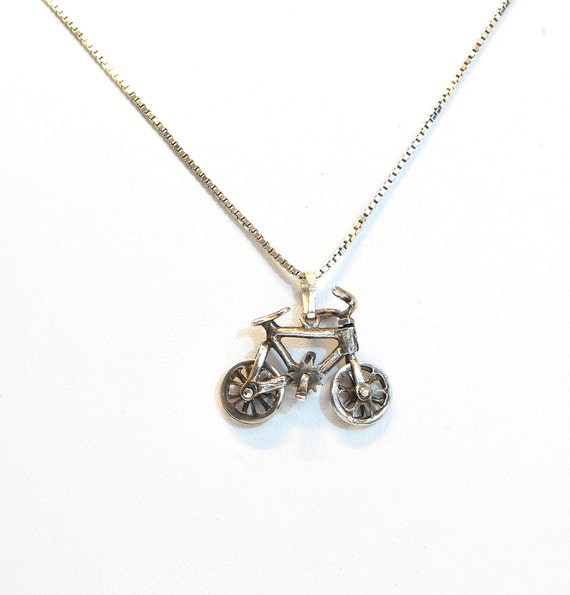 Antique Necklace - Antique Sterling Silver Bicycl… - image 2