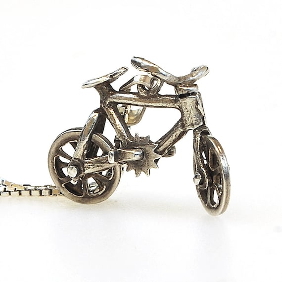 Antique Necklace - Antique Sterling Silver Bicycl… - image 1