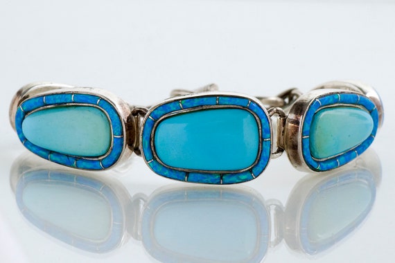 Vintage Bracelet - Vintage Synthetic Turquoise & … - image 2