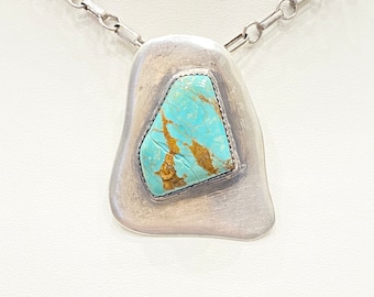Vintage Necklace - Vintage Sterling Silver Green Turquoise Necklace by Lazaro Gutierrez