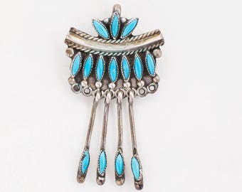 Vintage Pendant - Vintage Zuni Sterling Silver Turquoise Pendant