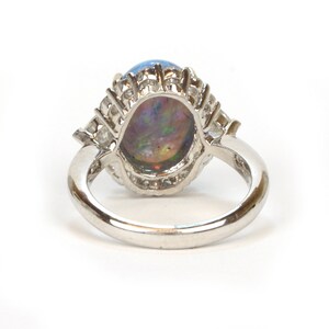 Opal Ring Black Opal and Diamond Halo Ring in 18k White Gold - Etsy
