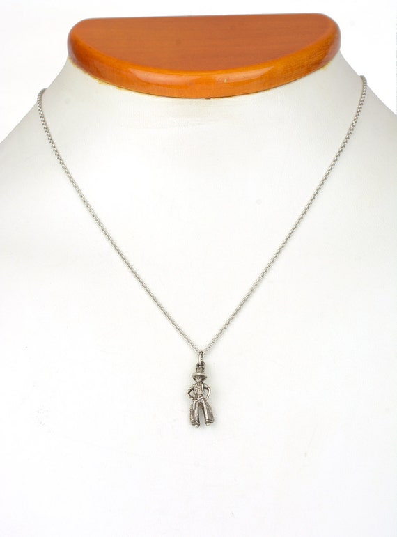 Vintage Necklace - Vintage Sterling Silver Cowboy