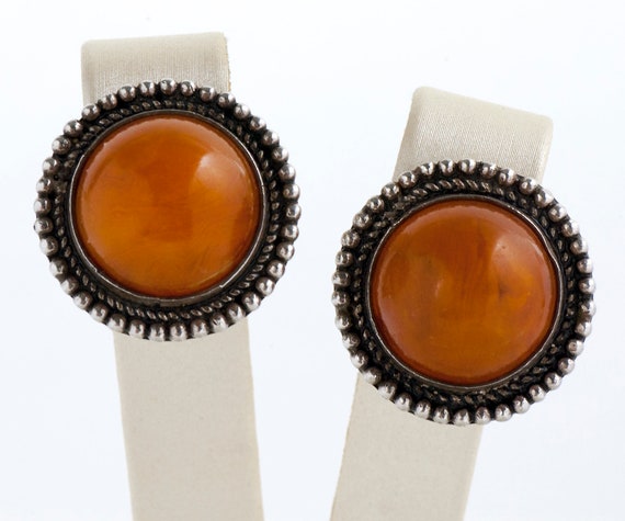 Vintage Earrings - Vintage Costume Orange Stone C… - image 1