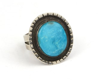 Old Native American Sterling Silver Turquoise Vintage Ring - Etsy
