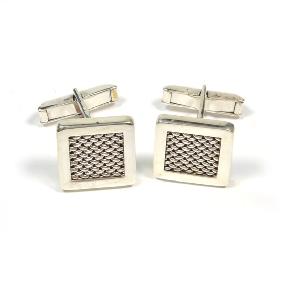 Vintage Cuff Links - Vintage Sterling Silver Cuff… - image 1