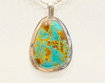 Vintage Necklace - Vintage Sterling Silver Native American Navajo Turquoise Necklace
