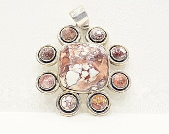 Vintage Pendant - Vintage Sterling Silver Native American Multi-Stone Jasper Pendant