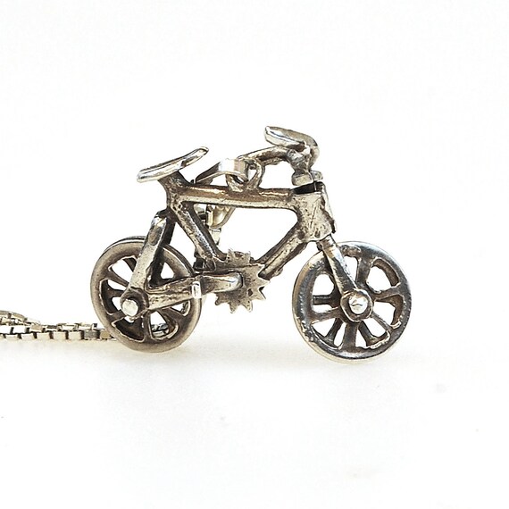Antique Necklace - Antique Sterling Silver Bicycl… - image 3