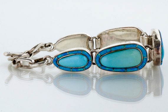 Vintage Bracelet - Vintage Synthetic Turquoise & … - image 4