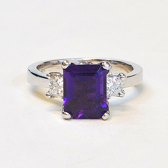 Items similar to Handmade Amethyst and Diamond Engagement Ring in 14k ...