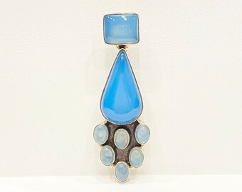 Vintage Pendant - Vintage Sterling Silver Native American Blue Stone Pendant