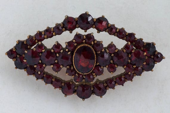 Antique Pin - Antique Victorian Bohemian Garnet G… - image 1