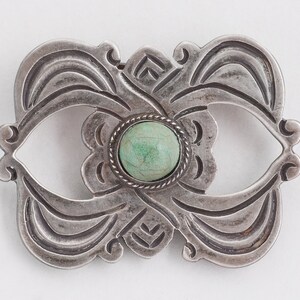 Vintage Pin Vintage Old Pawn 980 Silver Taxco Turquoise Pin image 1