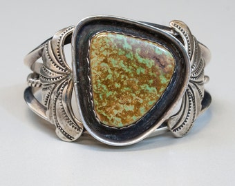 SALE - Vintage Cuff -  Vintage 1970's Navajo Sterling Silver and Turquoise Cuff Bracelet