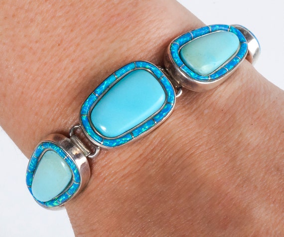 Vintage Bracelet - Vintage Synthetic Turquoise & … - image 1