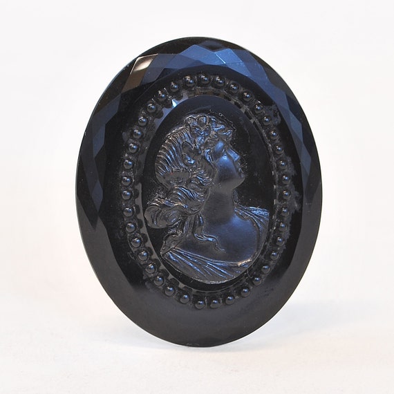 Antique Pin - Antique Victorian Faceted Black Onyx