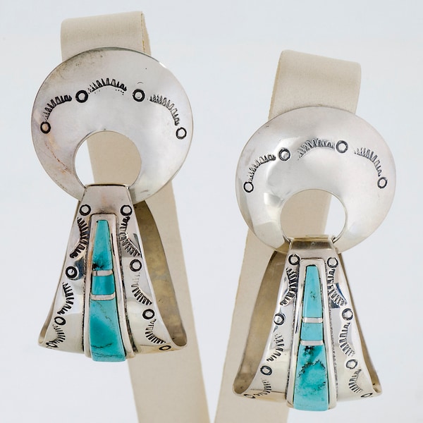 Vintage Earrings - Vintage Sterling Silver Betty Thomas Sanel Turquoise Earrings