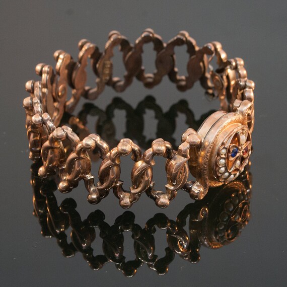 Antique Victorian Expandable Bracelet: Ruby, Sapp… - image 2