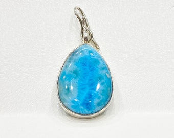 Vintage Pendant - Vintage Sterling Silver Native American Larimar Pendant